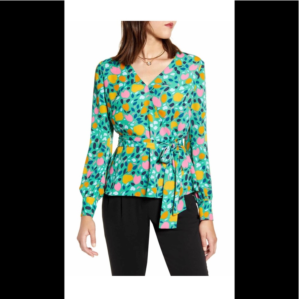 Halogen faux wrap blouse 👚